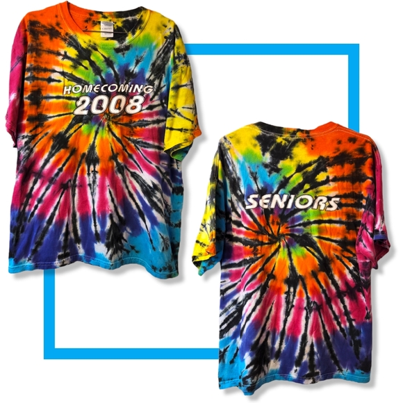 🌀 Vtg Y2K Homecoming 2008 Tie Dye Tee | Seniors | L 🎓 - Picture 2 of 6